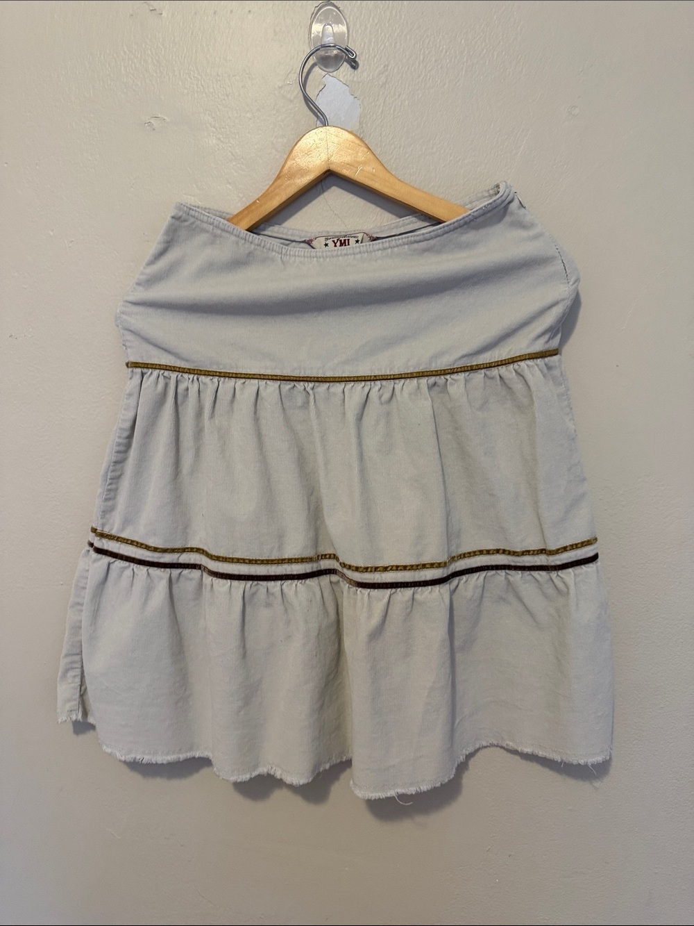 YMI Light Blue Tiered Mini Skirt with Gold Trim